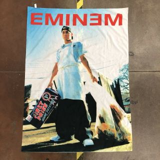 Vintage 2001 Eminem Rare 30x42 Scarf Poly Silk Poster Made Italy Hip Hop Rapper