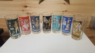 7 Vintage Libbey Cities Of The World Glass Tumblers