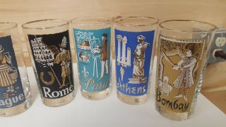 7 Vintage Libbey Cities of the World Glass Tumblers 3