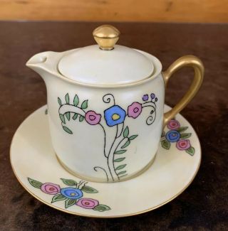 Antique Porcelain China Tillowitz Silesia Rs Creamer Underplate Floral Signed Rb