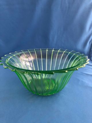 Sierra Pinwheel Green Depression Glass Jeanette Lg Serving Bowl -