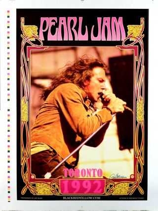 Pearl Jam Poster Rare 3 Color Untrimmed Proof Signed Bob Masse