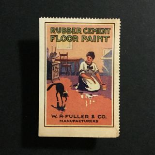 Poster Stamp Usa 1915 Fuller Paint Black Cat Saint Paul Label • Cinderella