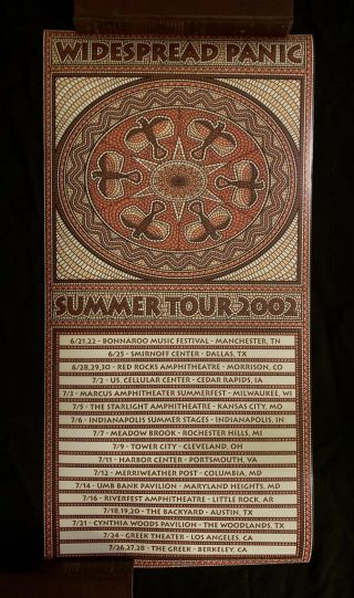 Widespread Panic Summer Tour 2002 Poster - Signed - 97 Of 1000 Limited Edition