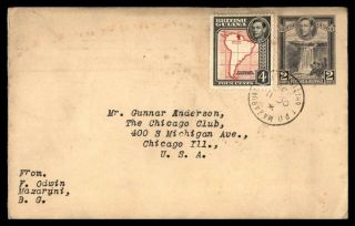 British Guiana Mazaruni River 1939 Uprated Stationery Cover & With Letter To Chi