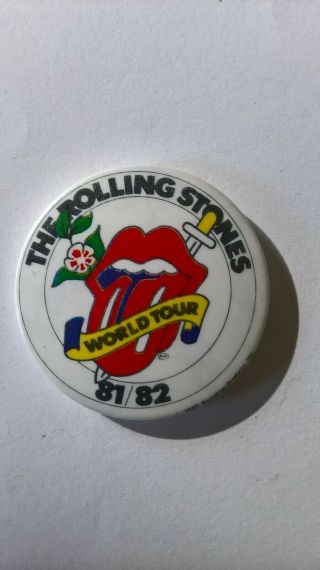 Rare Vintage Rolling Stones Small Metal Pin Badge World Tour 81/82 Vg