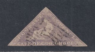 Cape Of Good Hope Sg 7 Scott 5 1858 6d Rose Lilac " Hope " Triangle Imperf Cv $240