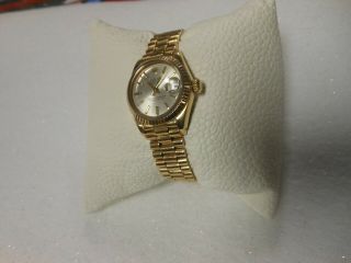 Rolex W Omens Oyster Perpetual Lady Date Just 8570 18k Yellow Gold Watch