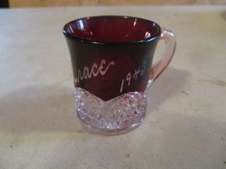 2 1/2 " Grace 1943 Ruby Stained Mug Early 1900 