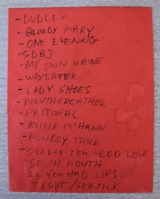 The Jesus Lizard Handwritten 1991 Setlist On Flaming Lips 1986 Handbill