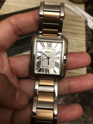 Cartier Tank Anglaise Steel 18k Gold Silver Dial Automatic Watch W5310037