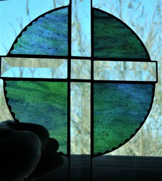 Beveled Stained Glass Cross Window Hanging Suncatcher