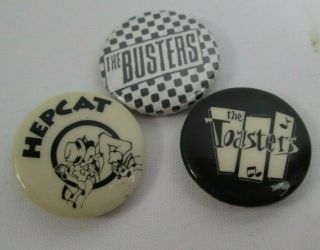 The Toasters Busters Hepcat Vintage 3 X 80s Us 25mm Badge Pin Button Punk Ska