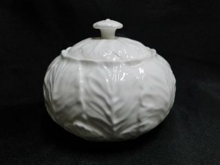 Coalport Countryware,  All White,  Embossed Leaves: Sugar Bowl With Lid 2 5/8 "