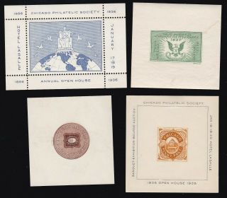 Us 1935,  1936,  1937 Chicago Philatelic Society Exposition Souvenir Stamps (825)