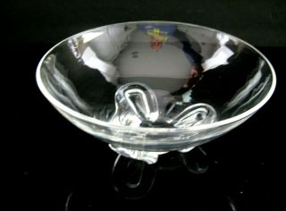 Vintage Signed Steuben Crystal 3 Footed Bowl,  8 " Across 3 3/8 " Tall