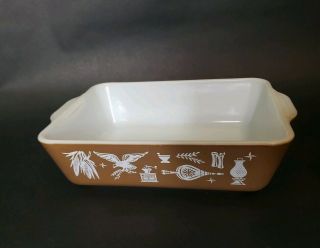 Vintage Pyrex Brown Early American Baking Casserole Dish 0503 1 1/2 Qt