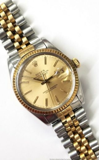 16013 Rolex Datejust 18k Gold Ss Quickset Two Tone Mens Watch