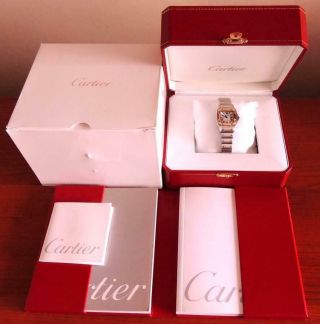 Ladies Cartier Santos Galbee Style Automatic Date 18k Yg/ss 24mm Watch