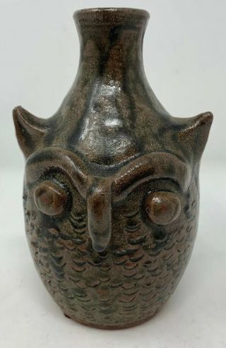 Signed 2008 S.  Boone,  Ga.  Folk Art Pottery,  Owl Face Jug