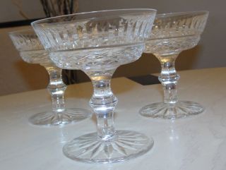 3 Tramore Pattern Waterford Irish Cut Crystal Champagne Glass / Tall Sherbet