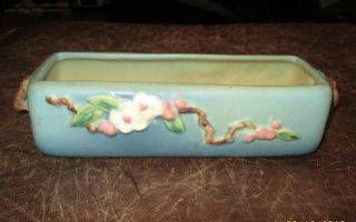 Great Antique Roseville Art Pottery Blue Apple Blossom 368 - 8 Window Box Planter