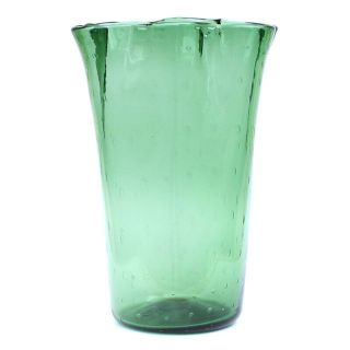 Vtg Mid - Century Empoli Verde / Murano Italian Art Glass Green Handkerchief Vase