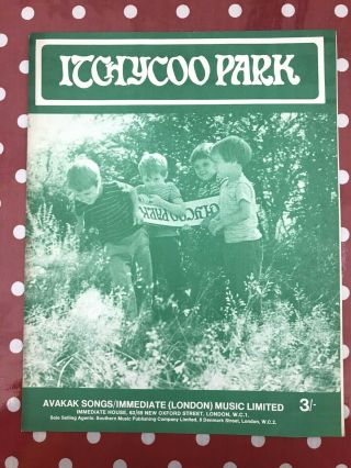 Small Faces - Itchycoo Park 1967 Sheet Music - Uk