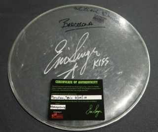 Kiss Eric Singer Signed Barcelona Drumhead 16 Inch Autograph Sonic Boom Tour