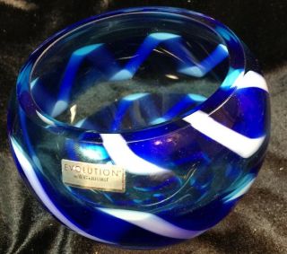Waterford Evolution Oasis Bowl Sticker & Etched,  Cobalt Blue Swirl