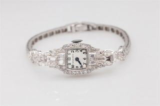 Vintage 1950s $10,  000 Tiffany & Co 2ct Vs G Diamond Ladies Platinum Watch Wty