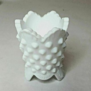 Fenton Hobnail White Milk Glass 3 Footed Votive Candle Or Toothpick Holder