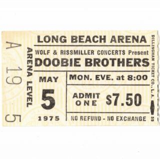 Doobie Brothers Concert Ticket Stub Long Beach California 5/5/75 Stampede Tour