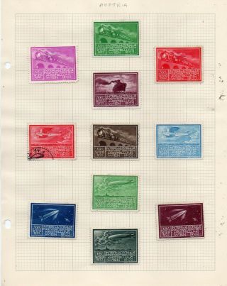 Austria 25 different 1933 WIPA stamp exhibition labels on 2 album leaves 2