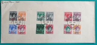 1945 Bma Malaya Kg6 Stamps 1c - $5 Cover Singapore Postmark Scarce