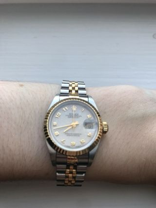 Womens Rolex Oyster Perpetual Datejust Two Tone Silver And Gold Watch