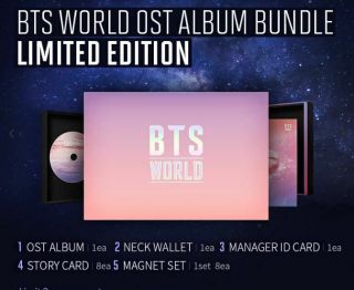 Bts World Ost Limited Edition Box Set Cd,  Photocard,  Lenticular,  Story Card