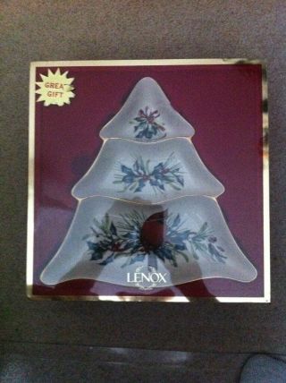Lenox Winter Greetings Tree Divided Server - Rare -