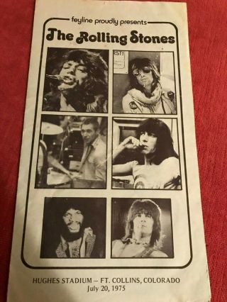 Very Rare Rolling Stones 1975 Program Fort Collins Colorado Hughes Stadium Csu