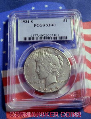 1934 - S Peace Dollar Pcgs Xf40 Key Date Strike And Detail