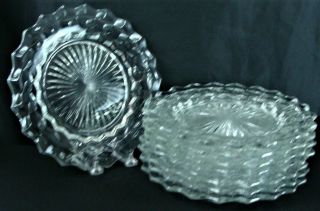 8 Vintage Fostoria Clear Glass American 9 1/2 " Dinner Plates Large Center Exc