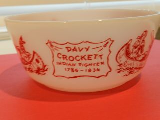 Hazel Atlas Davy Crockett Indian Fighter Milk Glass Childrens Cereal Bowl