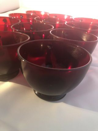 Vintage Royal Ruby Red Anchor Hocking Punch Bowl Cups Set Of 12 -