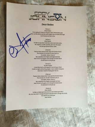 Cody Johnson Country Star Signed Autographed Dear Rodeo Lyric Sheet Proof 2