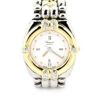 Chopard Gstaad Diamond 18k Gold & Steel Date Ladies Quartz Wrist Watch