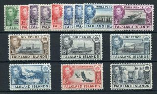 Falkland Islands 1938 - 50 Short Set To 2/6 Sg146/60 Mm Cat £174