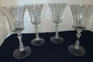 (set Of 4) Cambridge Rose Point Clear 8 3/8 " Tall Water Goblets