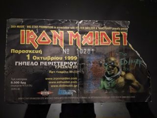 Iron Maiden Live In Athens Greece Ticket 1/10/99 Ed Hunter Tour Heavy Metal