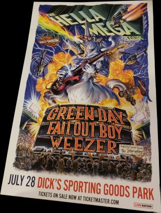 Greenday,  Fall Out Boy,  Weezer Denver 2020 11x17 Concert Gig Poster