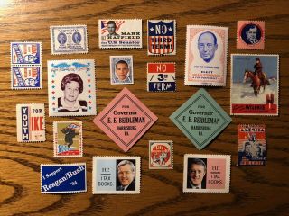 Usa President & Other Political Campaign Stamp Lot Gop Patriotic Cinderella